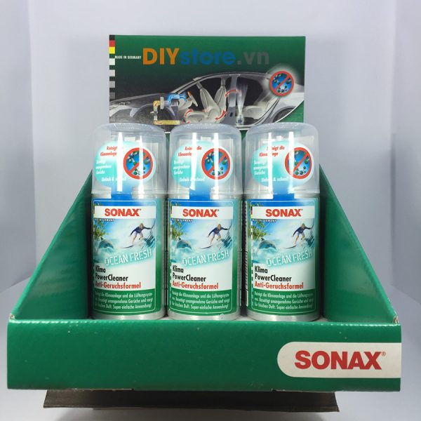 Chất khử mùi điều hòa ô tô SONAX Car A/C Cleaner Ocean Fresh (mùi đại dương), 100ml